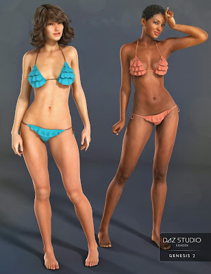 Mapilegis Triangle bikini para sa Genesis 2 Babae (s) - 3D Models Art Zone