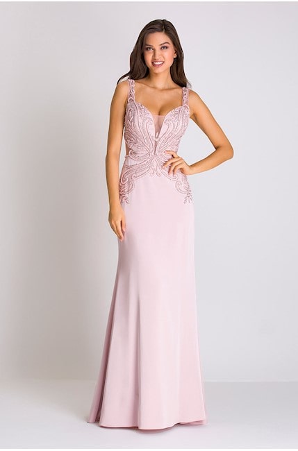 modelo de vestido longo rosa