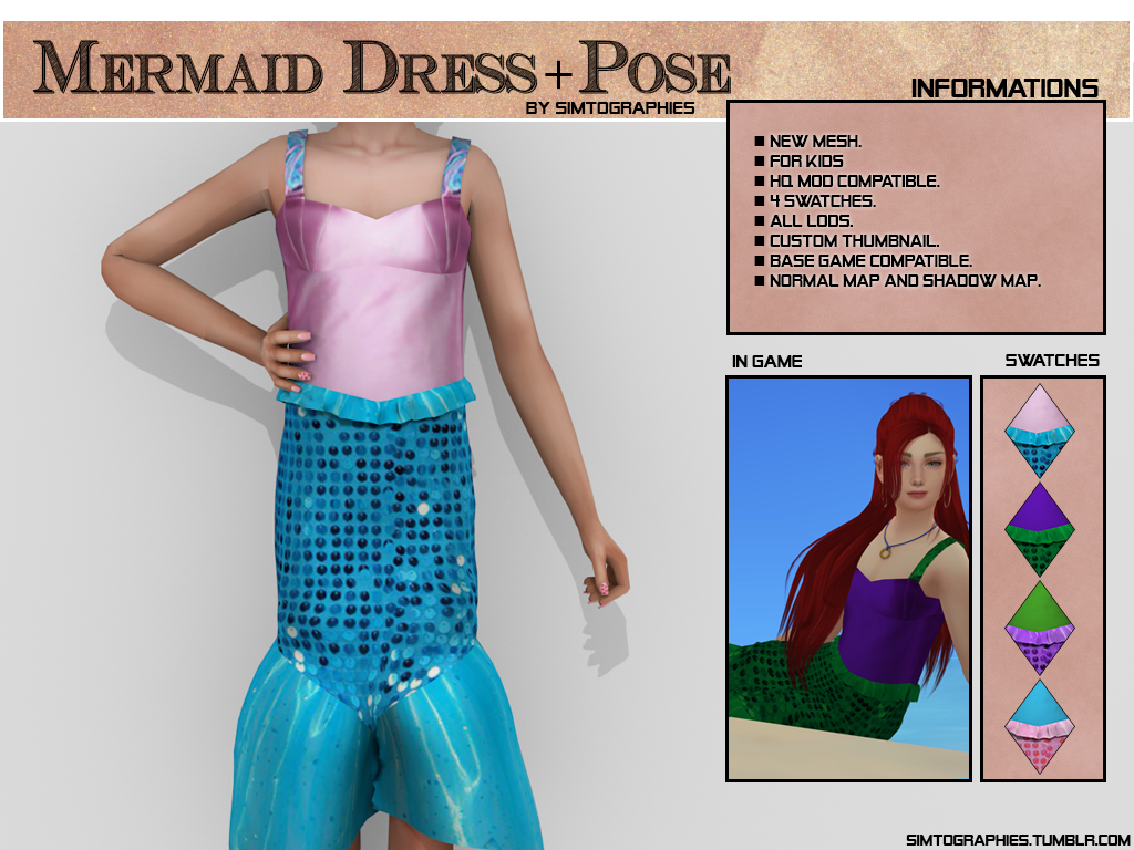 Mermaid Dress + Poses - NEW MESH - Simtographies