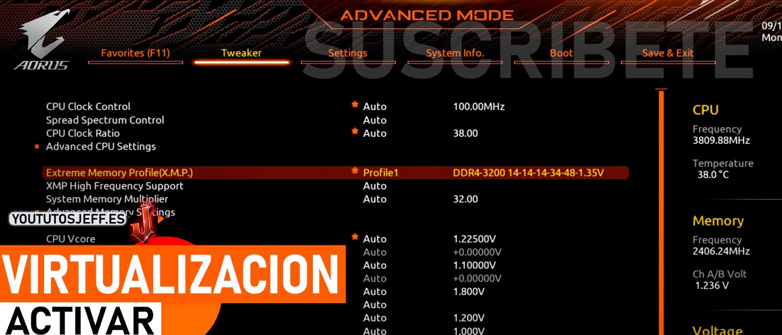 Como Activar Virtualización en Placa Base Gigabyte Aorus