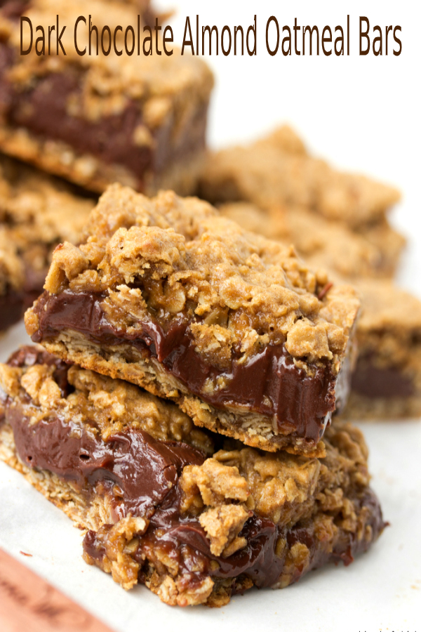 Dark Chocolate Almond Oatmeal Bars happy cook