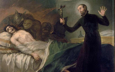 An old painting showing a Demonic possession. An old painting showing a Demonic possession.