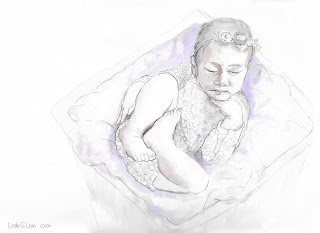 Sound asleep - watercolor & graphite drawing by Linda S. Leon for the ARTiSHOcK project