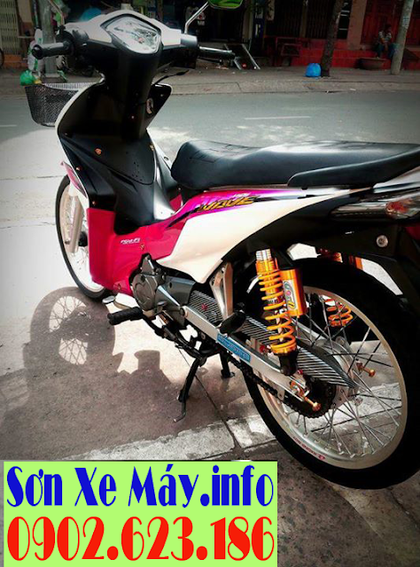 Sơn xe Honda Wave S màu trắng hồng