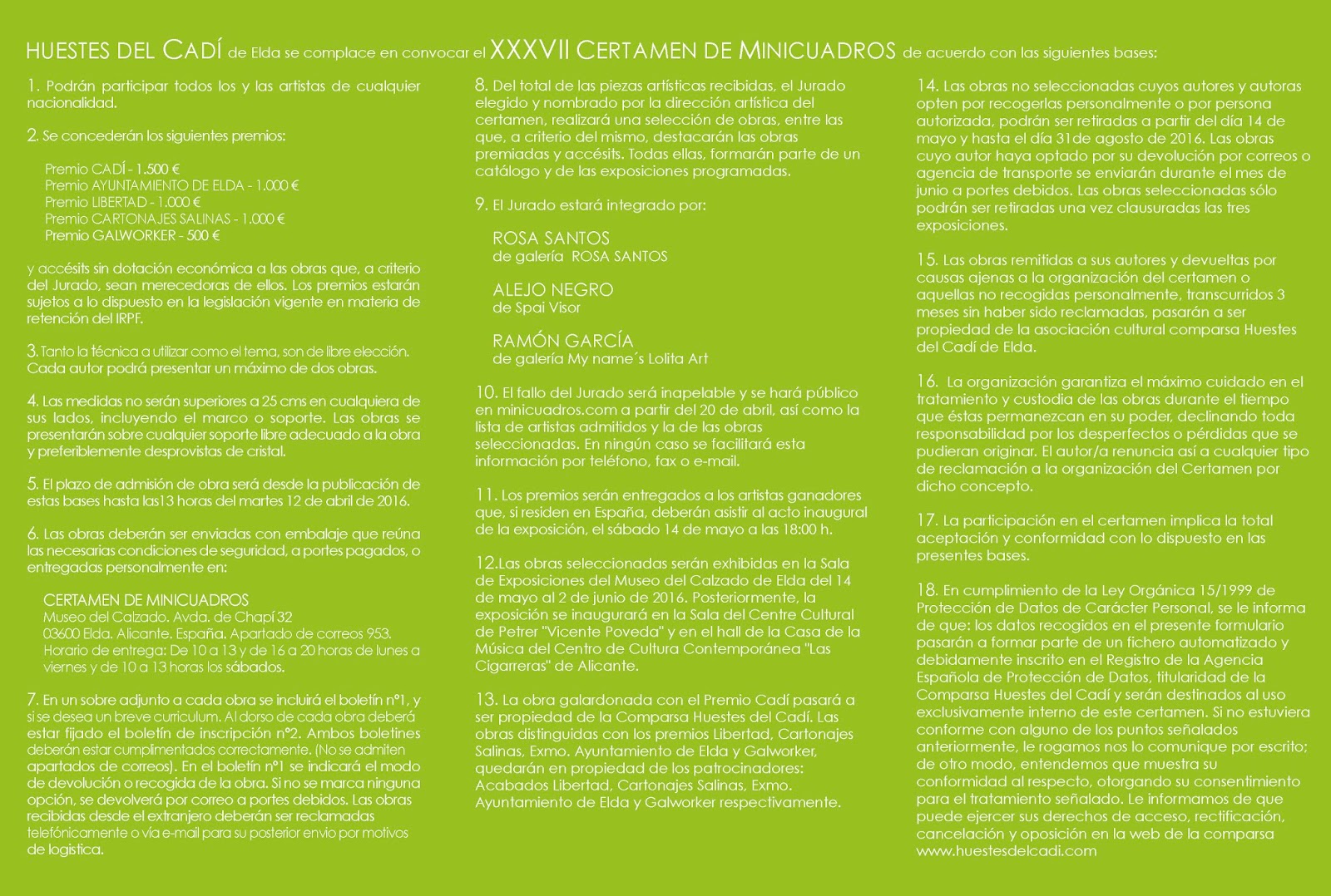 Vive, que no es poco. XXXVII CERTAMEN MINICUADROS HUESTES DEL CADÍ