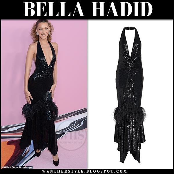 black plunge sequin dress