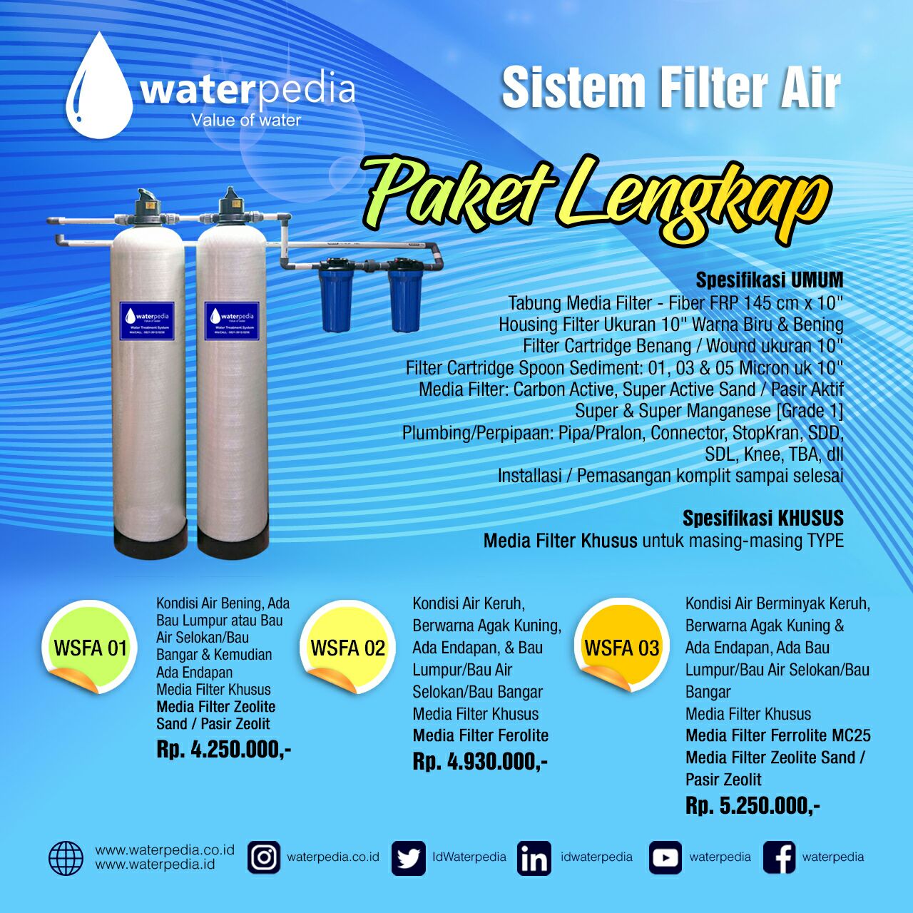 Filter Air Sumur dan PAM PT Waterpedia Rejeki Langit
