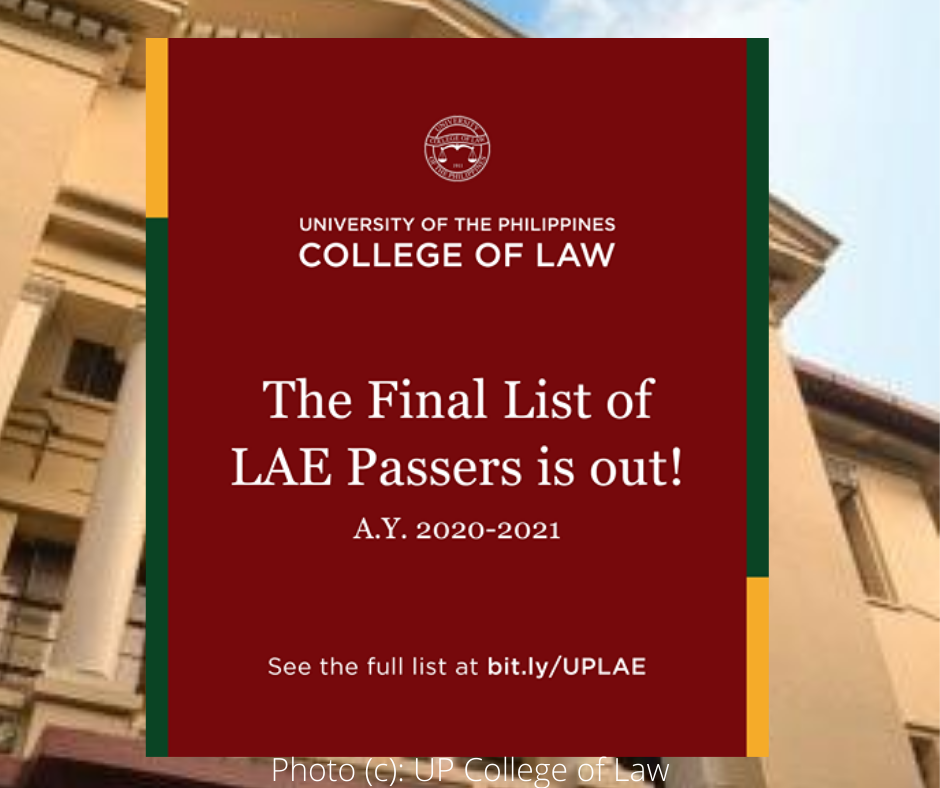 RESULTS UP College Of Law Law Aptitude Examination LAE Passers 2020