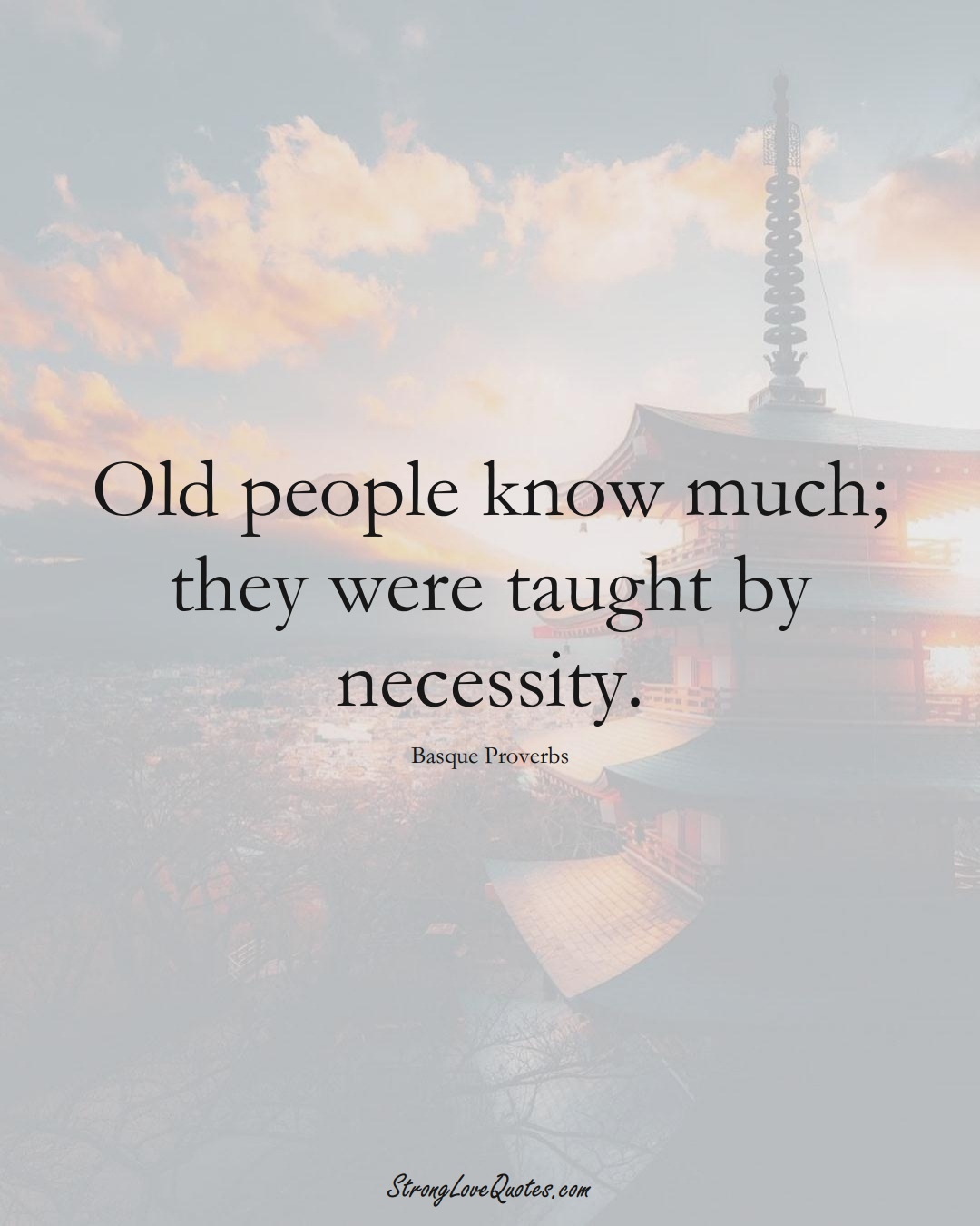 Old people know much; they were taught by necessity. (Basque Sayings);  #EuropeanSayings