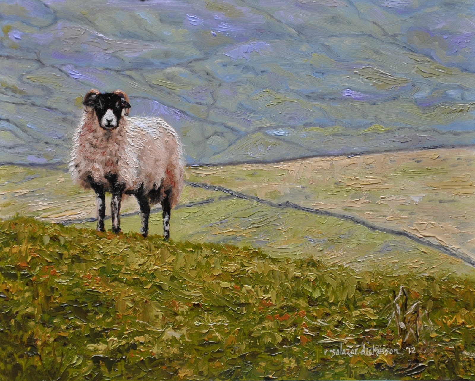 Rita Salazar Dickerson Painting Sheep II Completed