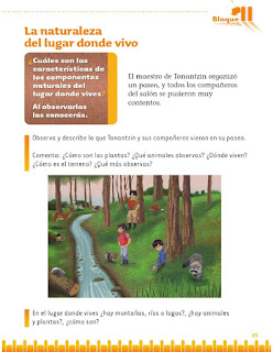 Apoyo Primaria Exploración de la Naturaleza y la Sociedad 1er grado Bloque 2 lección 1 La naturaleza del lugar donde vivo