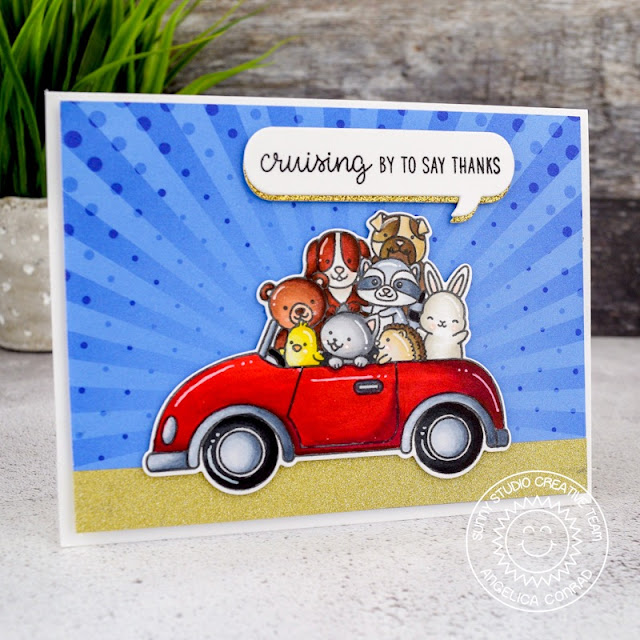 Sunny Studio Stamps: Cruising Critters Comic Strip Speech Bubble Dies Hello Card by Angelica Conrad Sunny Studio Stamps: Cruising Critters Comic Strip Speech Bubble Dies Hello Card by Angelica Conrad