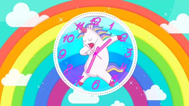 Cute Unicorn Dabbing Clock Screensaver