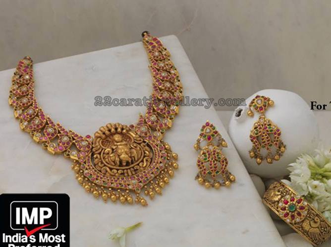 Temple Inspired Mango Necklace Jewellery Designs