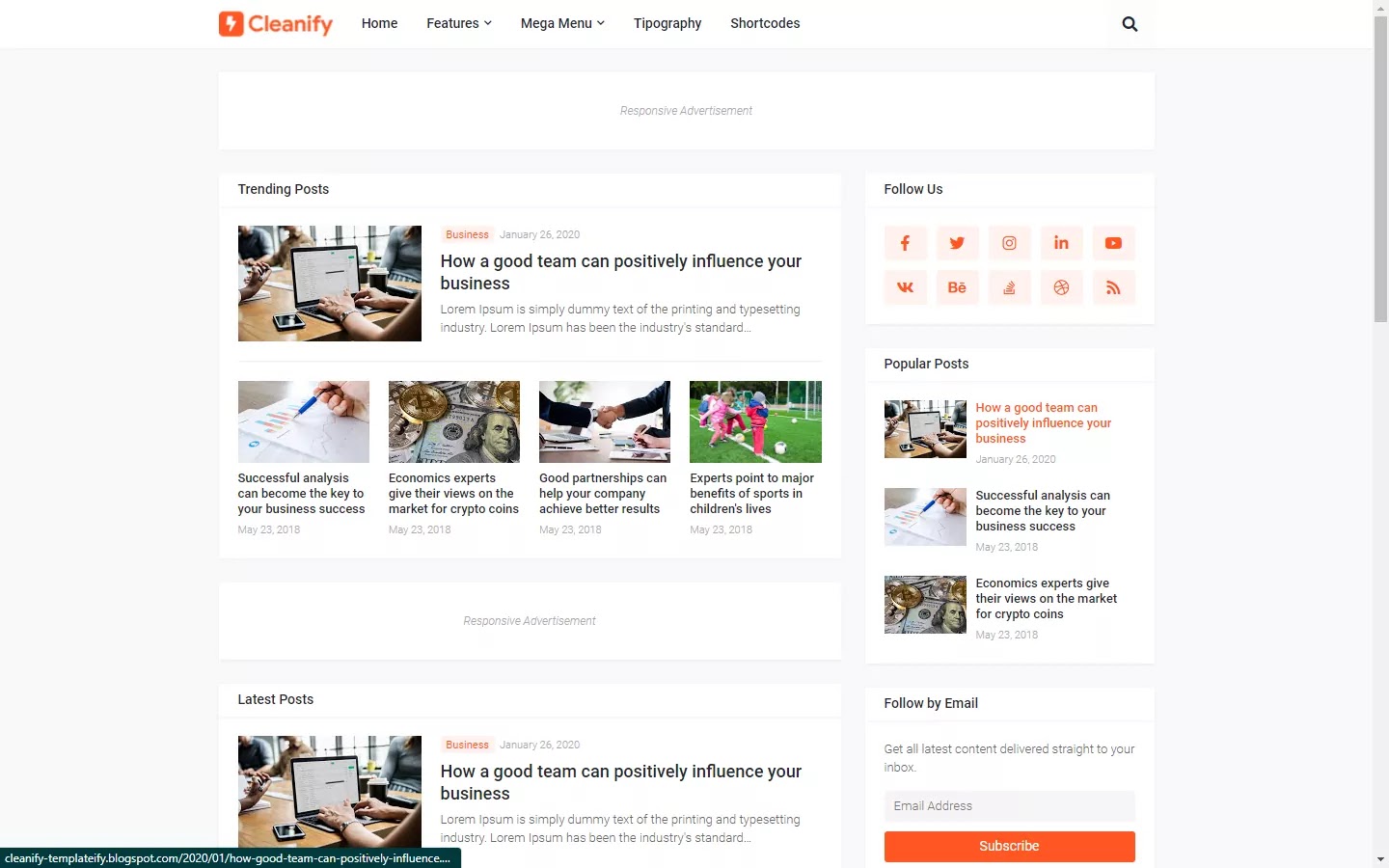 Cleanify - Responsive Blogger Template