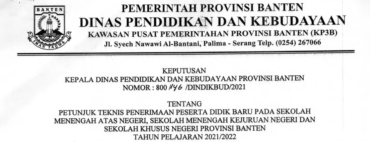 Juknis Ppdb Sman Smkn Provinsi Banten Tahun Pelajaran 2021 2022 Pendidikan Kewarganegaraan Pendidikan Kewarganegaraan