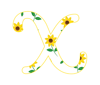 Abecedario Blanco con Margaritas Amarillas. White Alphabet with Yellow Daisies.