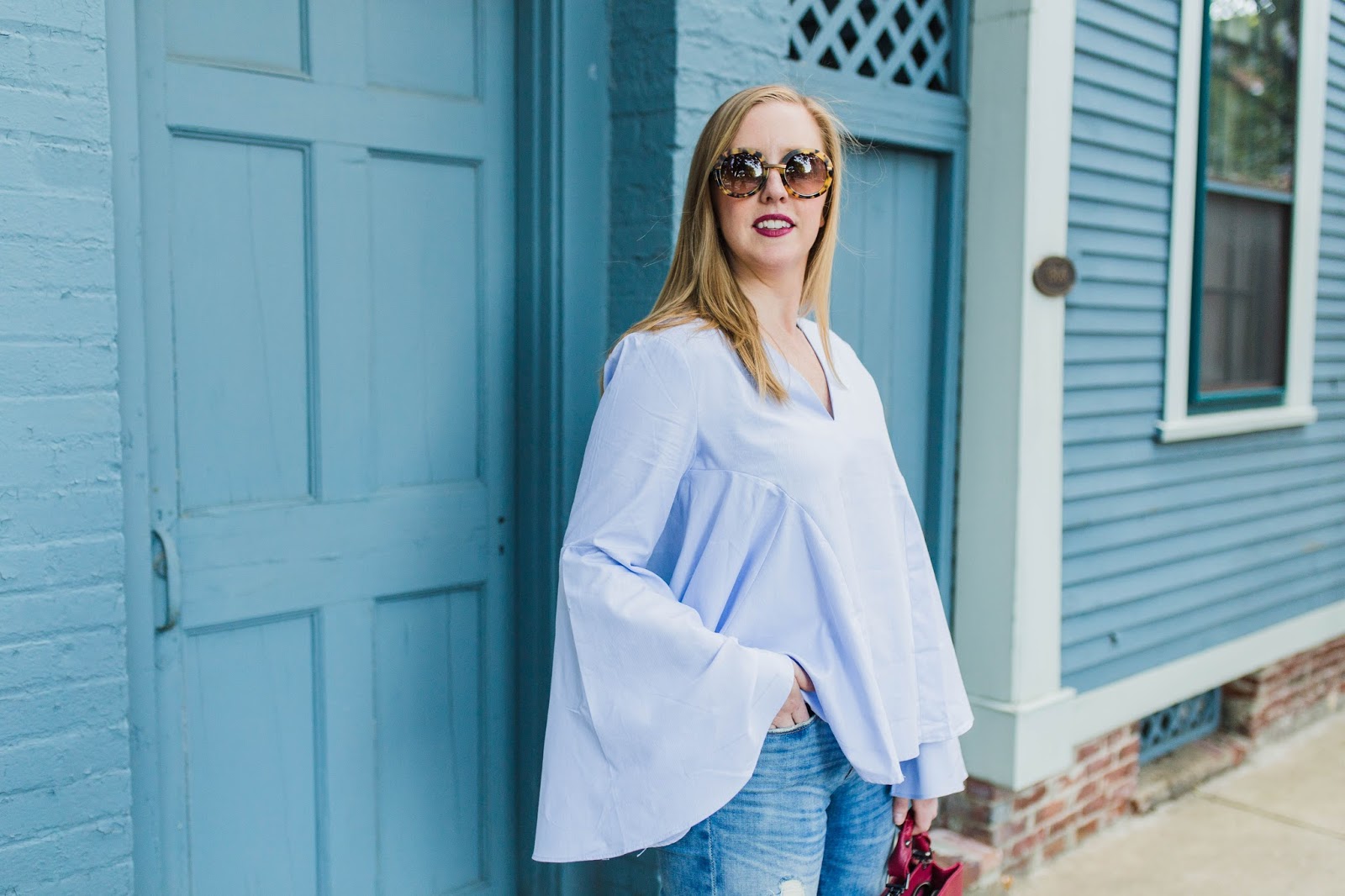 charlestown fashion blogger, lcs studios, boston style blogger, on the blog, bell sleeve top, shopbop bell sleeve