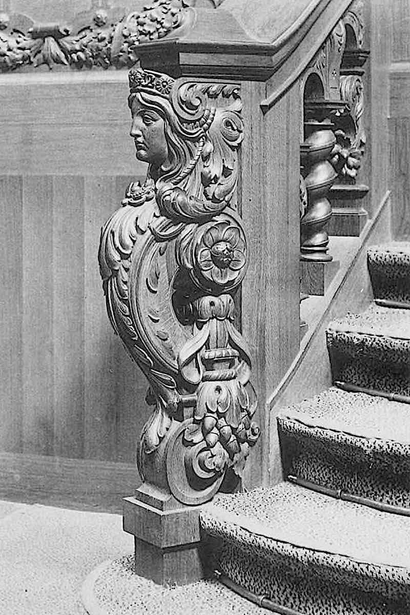 1897 stair post a photograph of an 1897 carved wood stair post