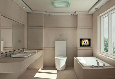 Minimalist bathroom design with cream color
