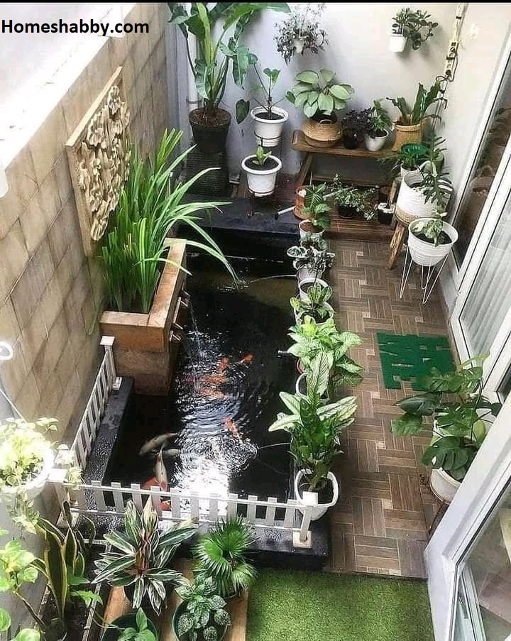 6 Desain Taman Sempit dengan Kolam Ikan Untuk Santai Estetik dan Cantik