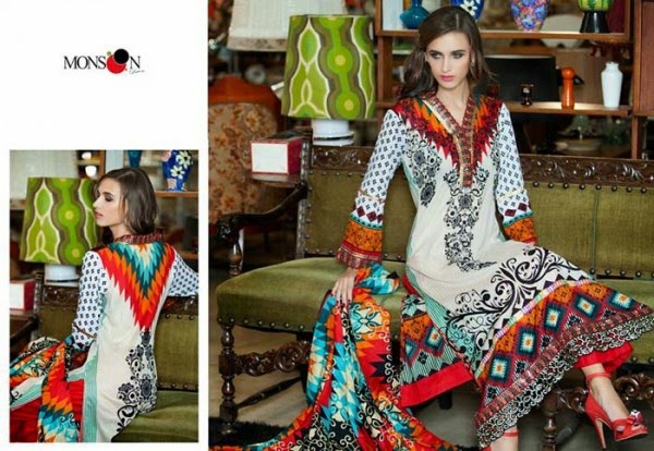 Monsoon Beautiful Lawn Dress Collection Spring Summer by Alzohaib Textile 2014