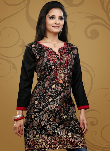 Bollywood Actress Saree Collections: Buy Online Crepe Black Kurti ...