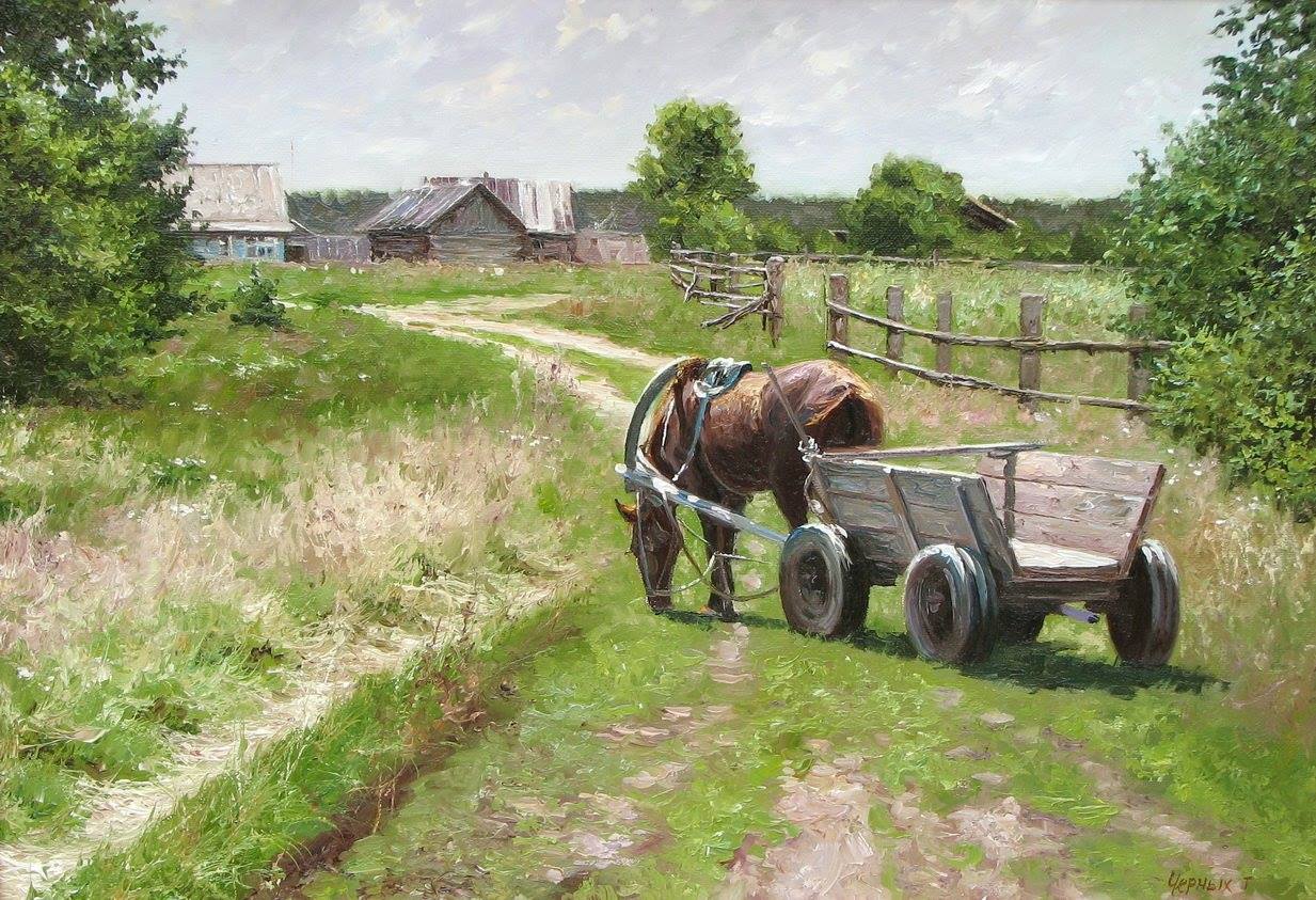Телега живопись