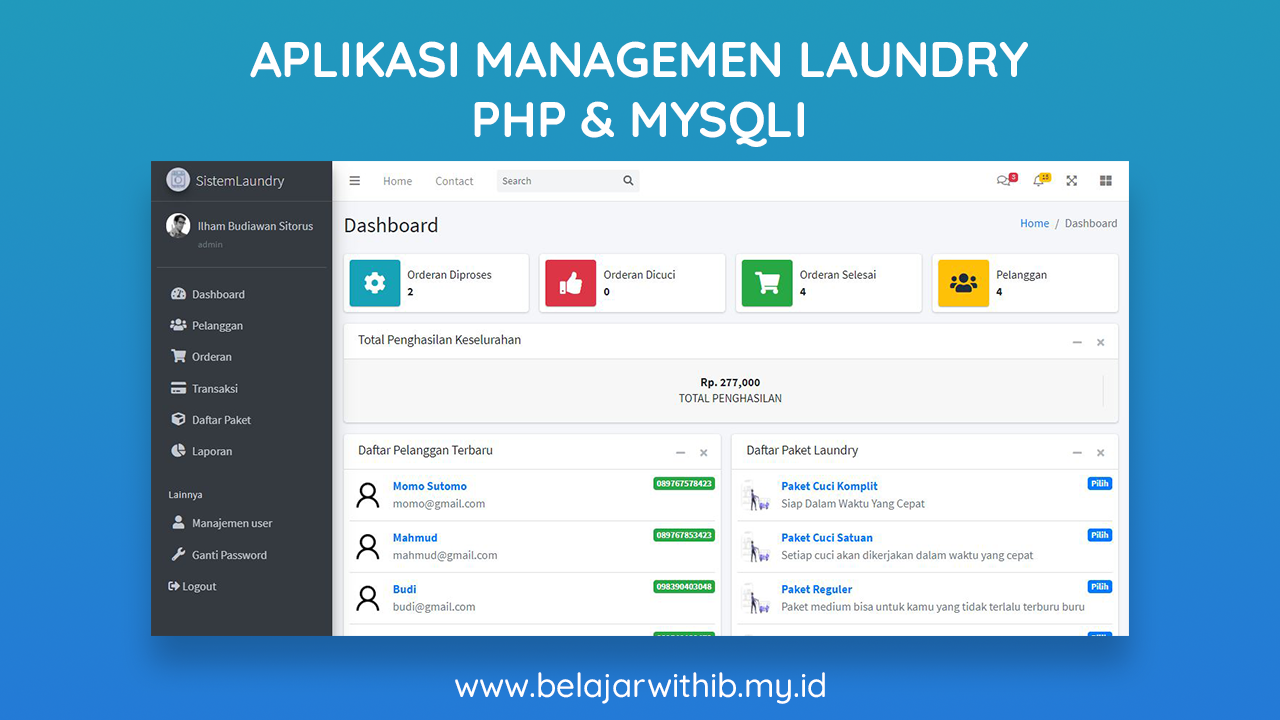 Aplikasi Managemen Laundry Berbasis Web Source Code BelajarwithIB