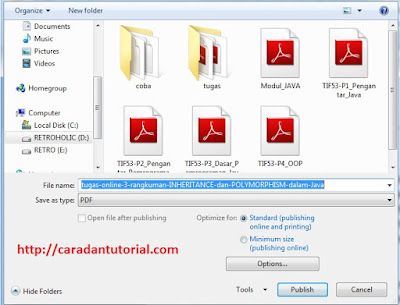 simpan PDF di office