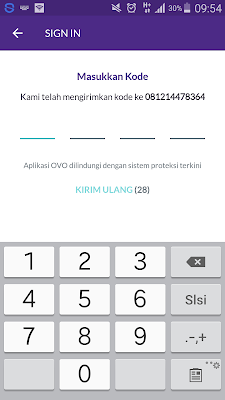 kode verifikasi nomor hp pada APK OVO