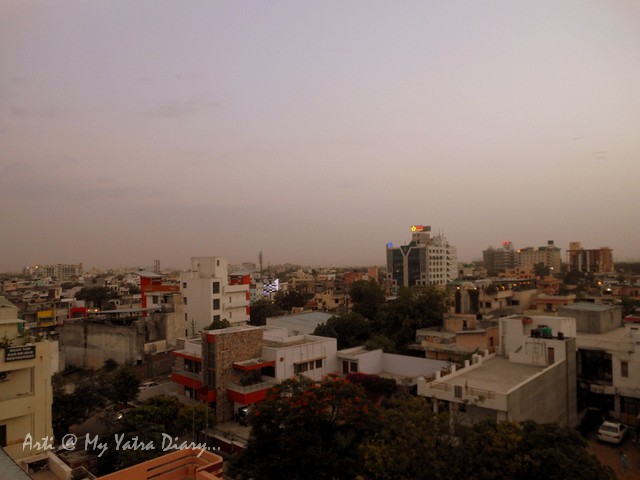 360 degree panoramic view of the city from the budget Hotel Kalyan, Jaipur, Rajasthan