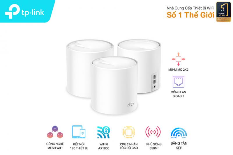 Bộ phát wifi 6 Mesh TPLink Deco X20 3 pack AX1800Mbps