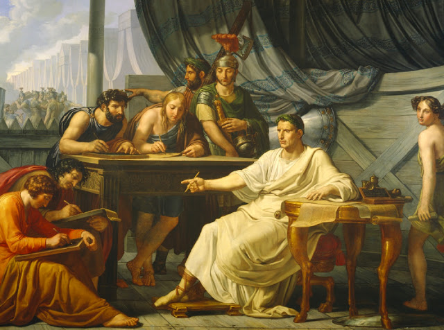 Юлий Цезарь диктует свои изречения.  Картина Пеладжо Паладжи. XIX век