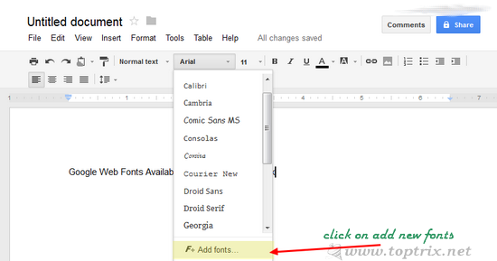 Use Google Web Fonts In Google Docs | TopTrix