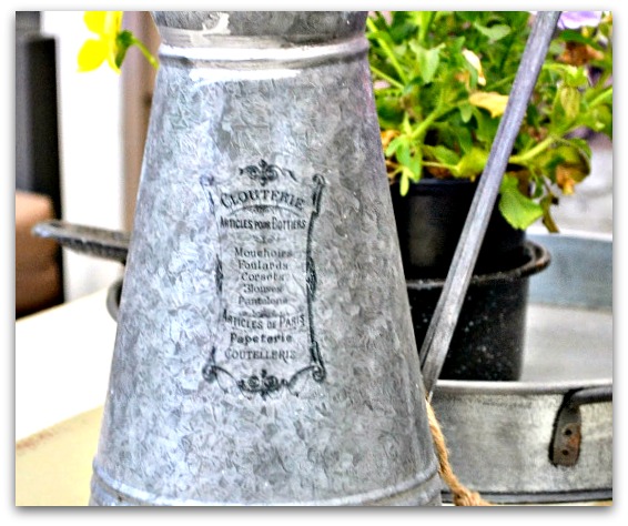 galvanized pitcher with transfer image