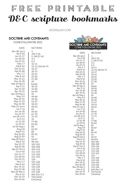 lds come follow me 2021 schedule printable bookmark