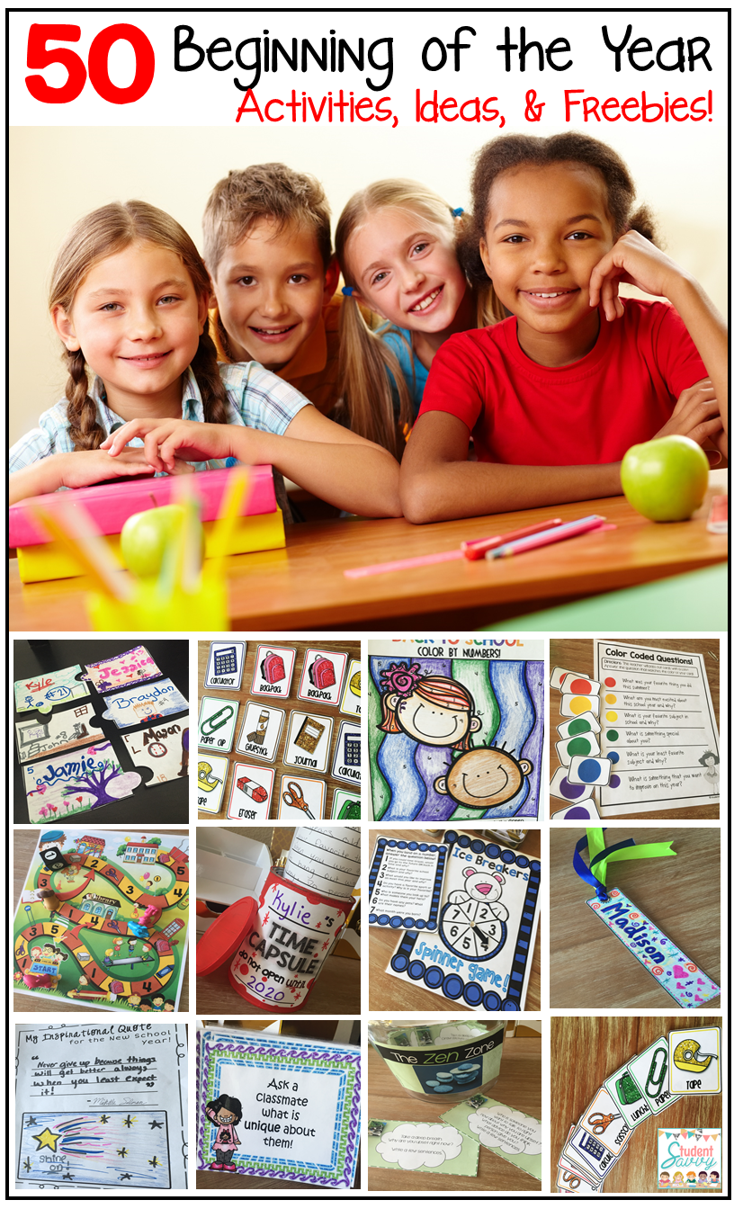 StudentSavvy 50 Beginning Of The Year Activities Ideas Freebies 