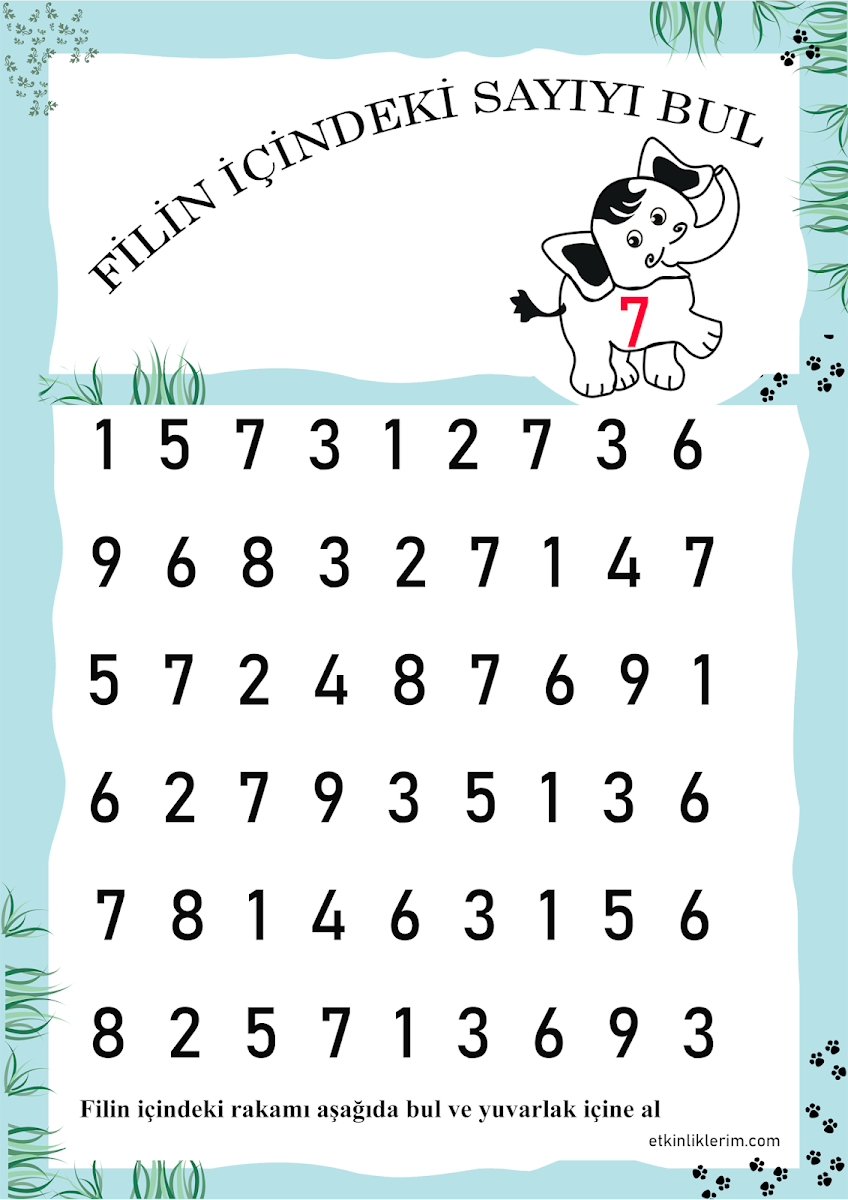 7 Rakamı Bulma Etkinliği