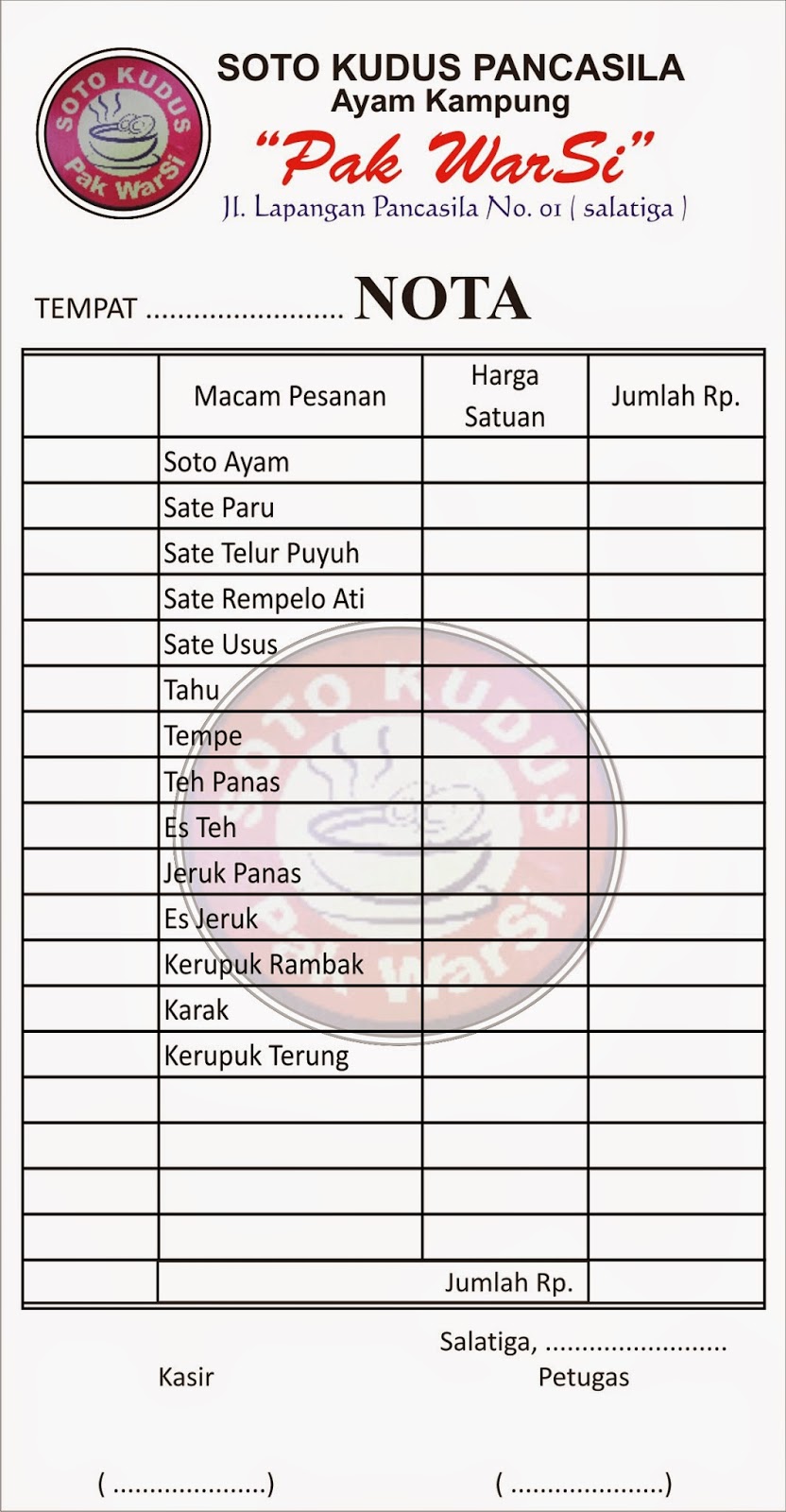 Nota Pesanan Makanan Sobat Guru Nota Pesanan Makanan Sobat Guru