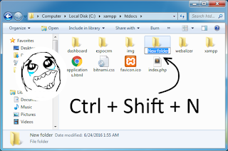 Windows 7 create new folder HOTKEY example