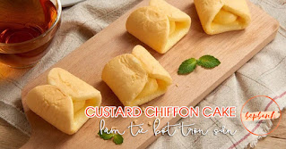Custard chiffon cake làm từ bột trộn sẵn