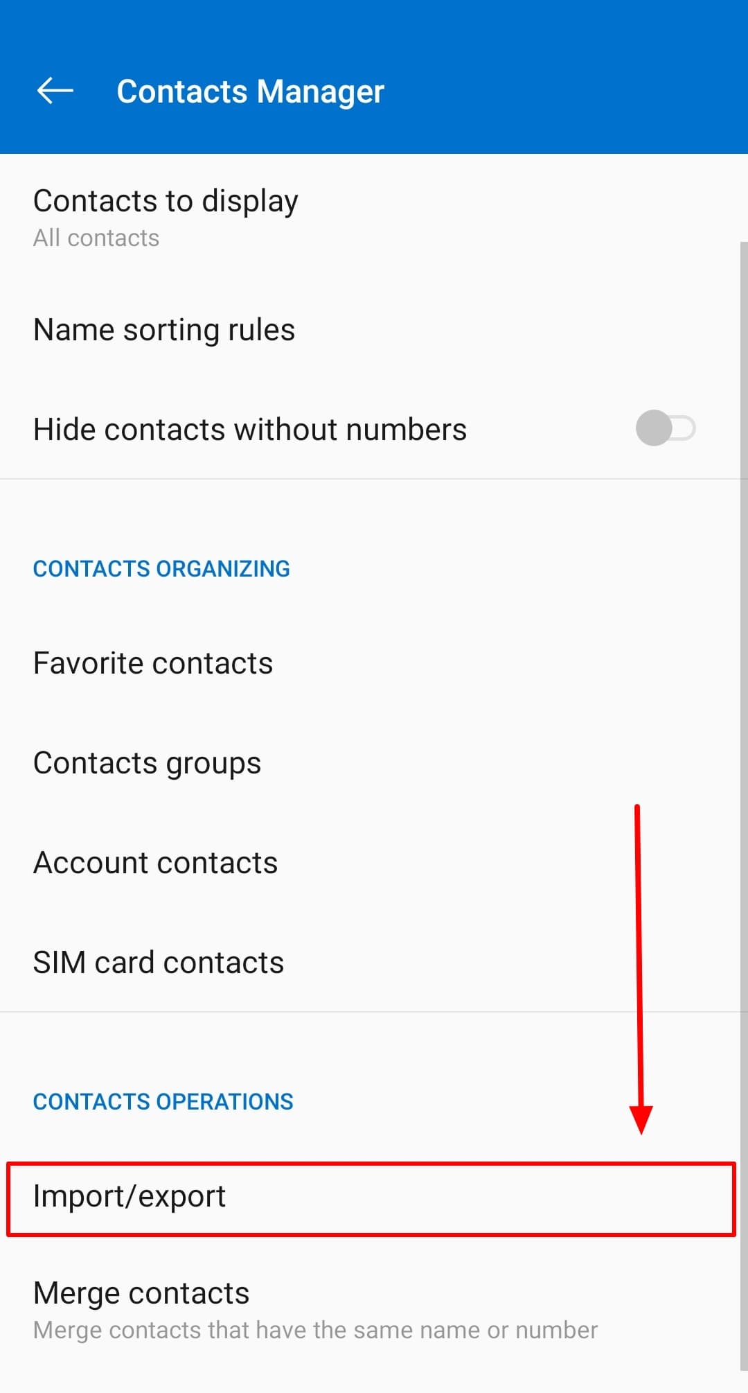 How to export contacts on Android 10?