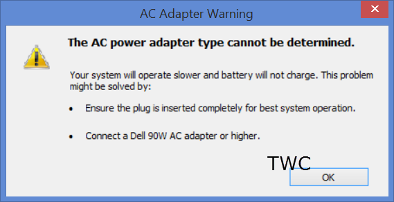 Тип адаптера переменного тока не может быть определен