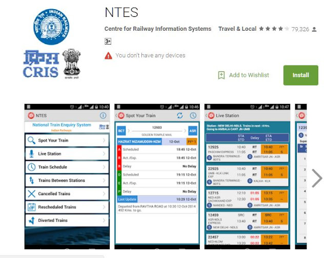 Schedule on train enquiry NTES