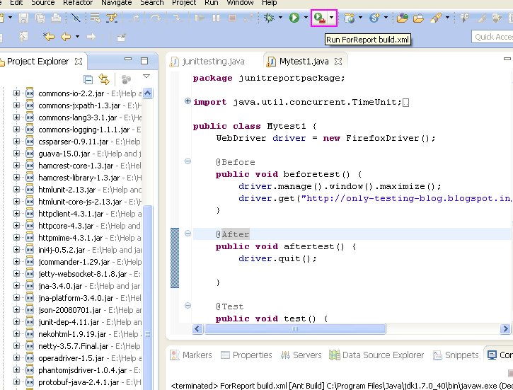 Generate webdriver test report in HTML by running build xml file Part 3