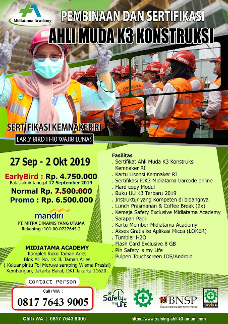 Ahli Muda K3 Konstruksi kemnaker tgl. 27 Sept - 2 Okt 2019 di Jakarta Ahli-Muda-K3-Konstruksi-kemnaker-tgl- 27-Sept-sampai-2-Okt-2019-di-Jakarta