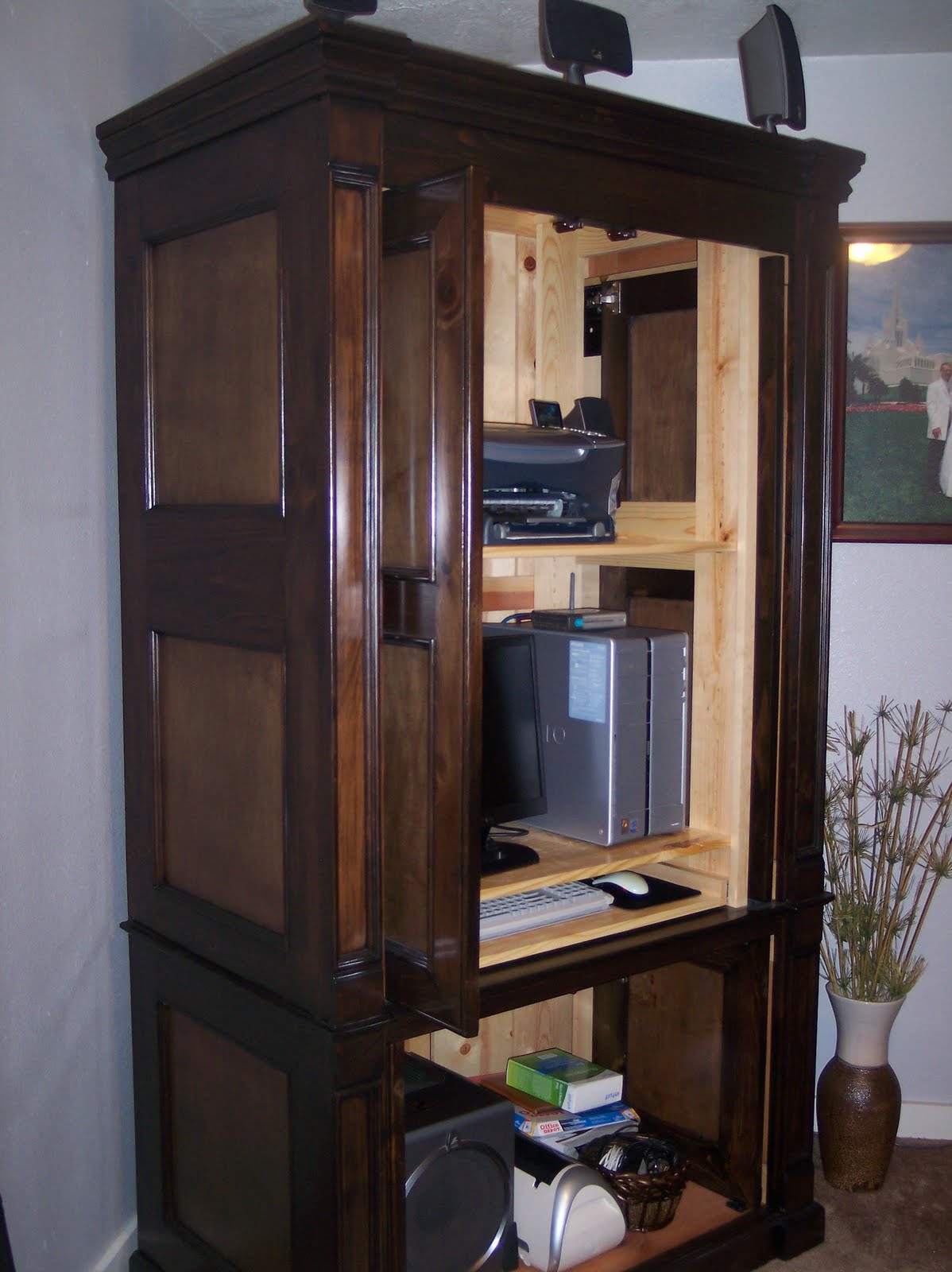 All Things Crafty and Delicious Computer Armoire refinished and