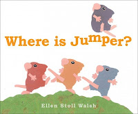 Cover of Where is Jumper? with 1 mouse on top and 3 mice running over hill at the bottom