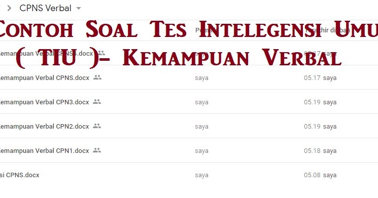 Contoh Soal Tes Intelegensi Umum ( TIU ) Kemampuan Verbal